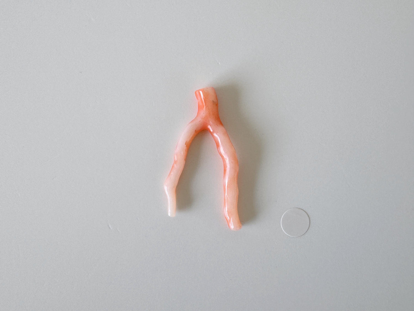 Japanese Pinkish Red coral (Very light red/white color Aka coral) branch, 39mm, side full hole, natural red color coral for jewelry making