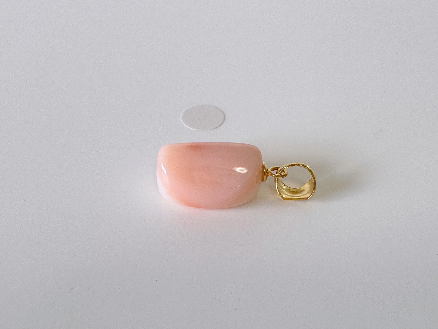 Natural Deep Sea Coral Oval Cabochon Pendant, 16x10.5mm, Natural Pink/Orange color coral, Silver (Gold-Plated) bail