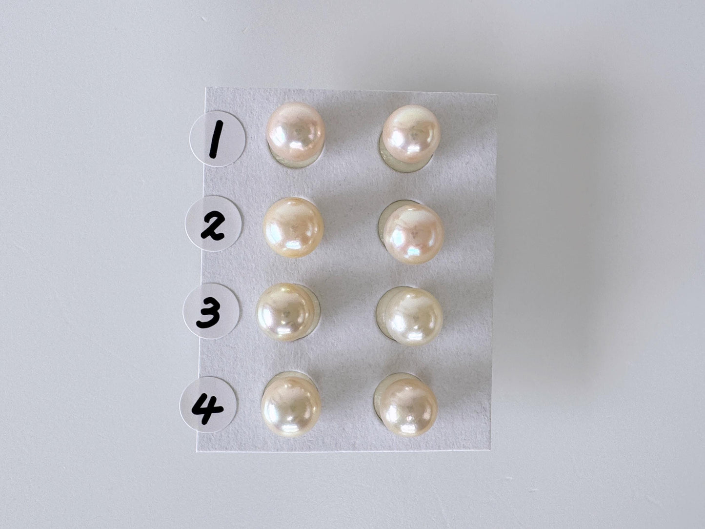 Japanese Cream White Akoya Pearl Stud Earrings, 8mm, Titanium Post/Ear Nuts, Genuine Akoya Pearl, Salt water pearl, Value-priced