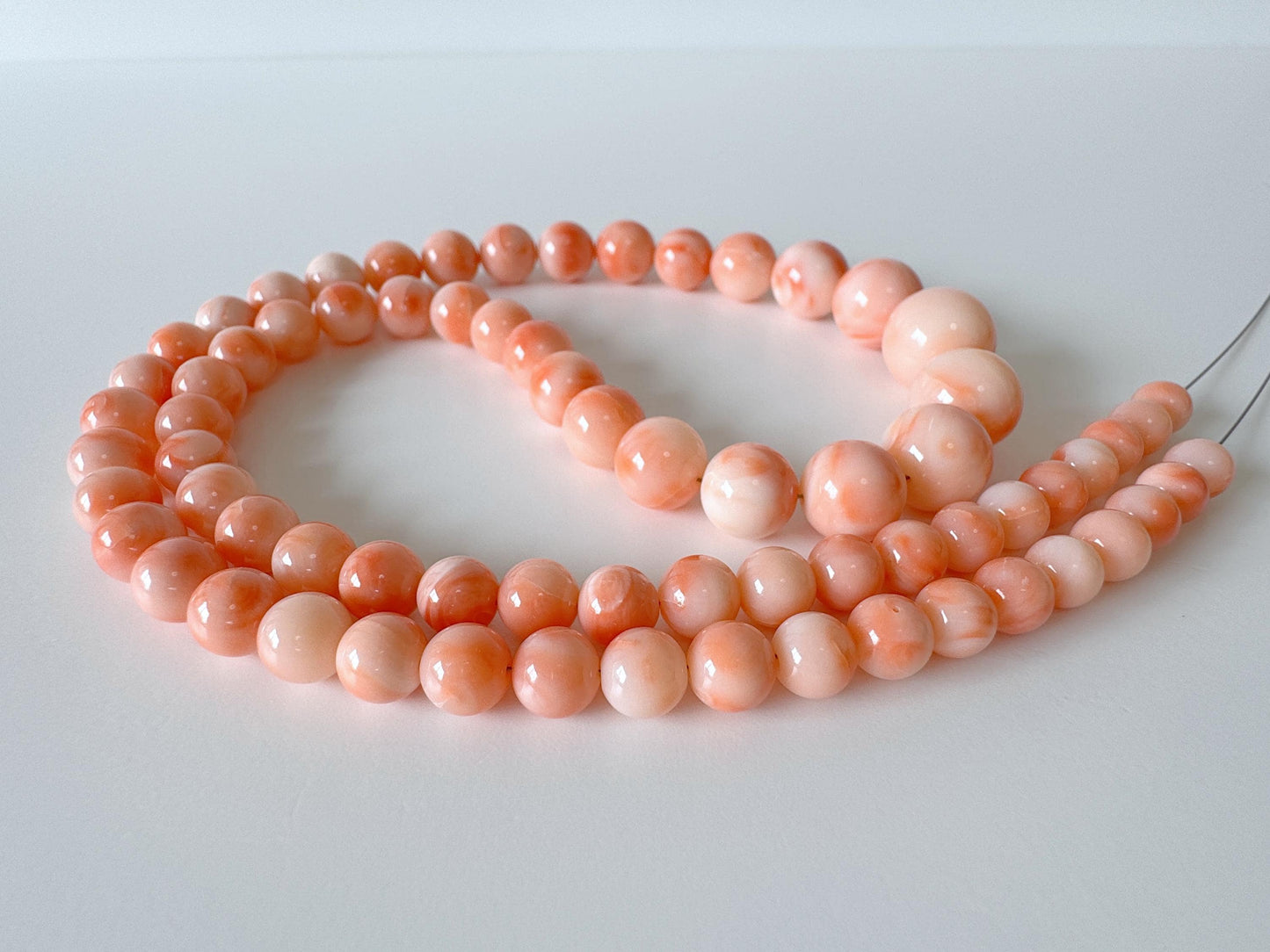 Natural Deep Sea Coral 6-12.7mm Round Beads Strand, Genuine Natural Pink / Orange Color, 53cm, 20.8in, For Jewelry Making