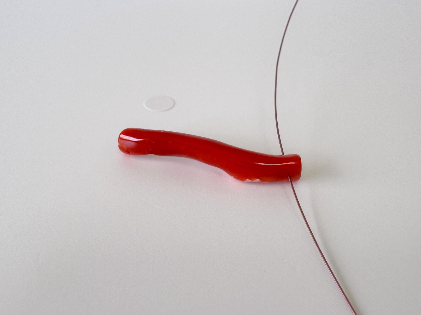Japanese red(Aka) coral branch, 47mm, side full hole, natural red color coral for jewelry making