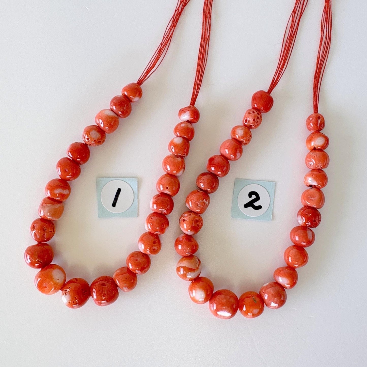 Natural Momo Coral Short Strand Beads, Orange/White Color Coral Beads, 11cm, Genuine Natural Color Japanese Coral Beading Parts