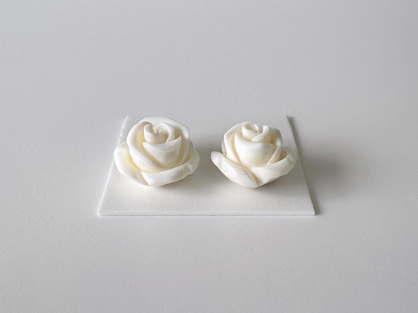 Natural White Coral Rose Loose Pair, 16-17mm , White Color Rose, Natural Color Coral Rose, Price per Pair, Genuine Precious Coral