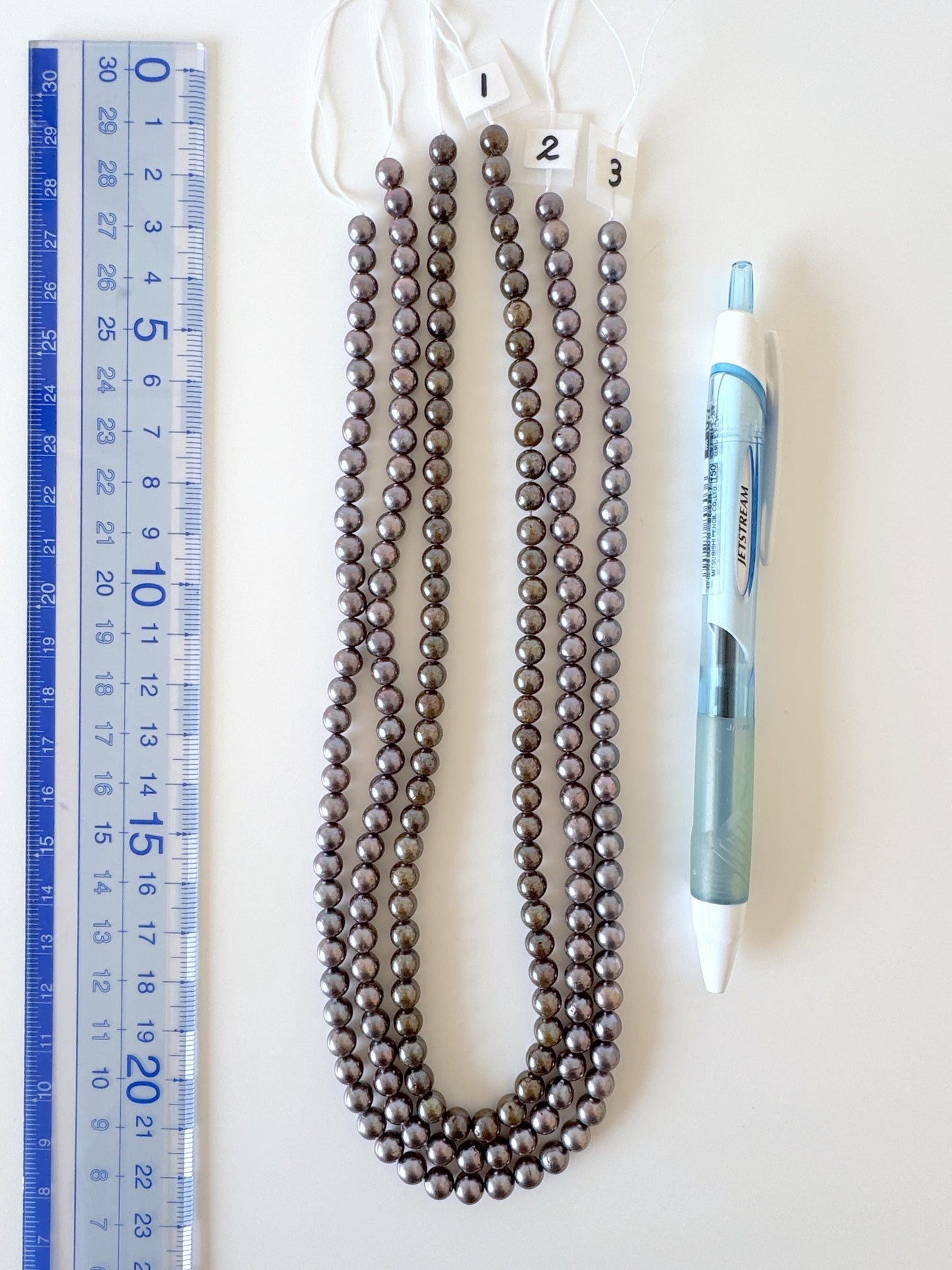 5.5-6mm Japanese Black/Black peacock Akoya Pearl Beads, Full Strand, 40cm , 15.7", Salt Water cultured pearl