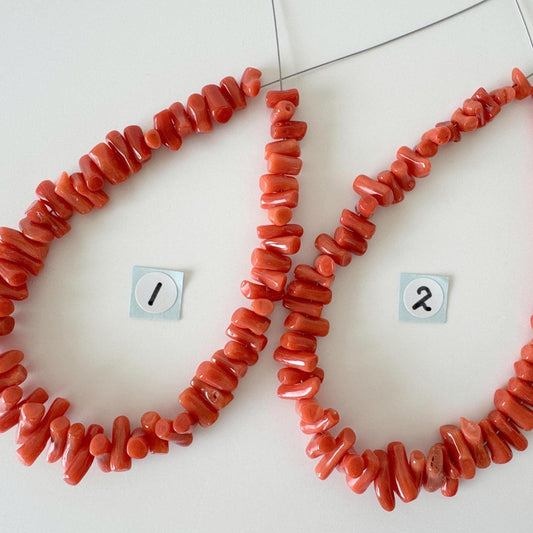 Mediterranean Red/Vermilion Coral Branch Short Strand of 18cm, 7", Natural Red/Vermilion Color Coral for Jewelry Making, Price per Strand