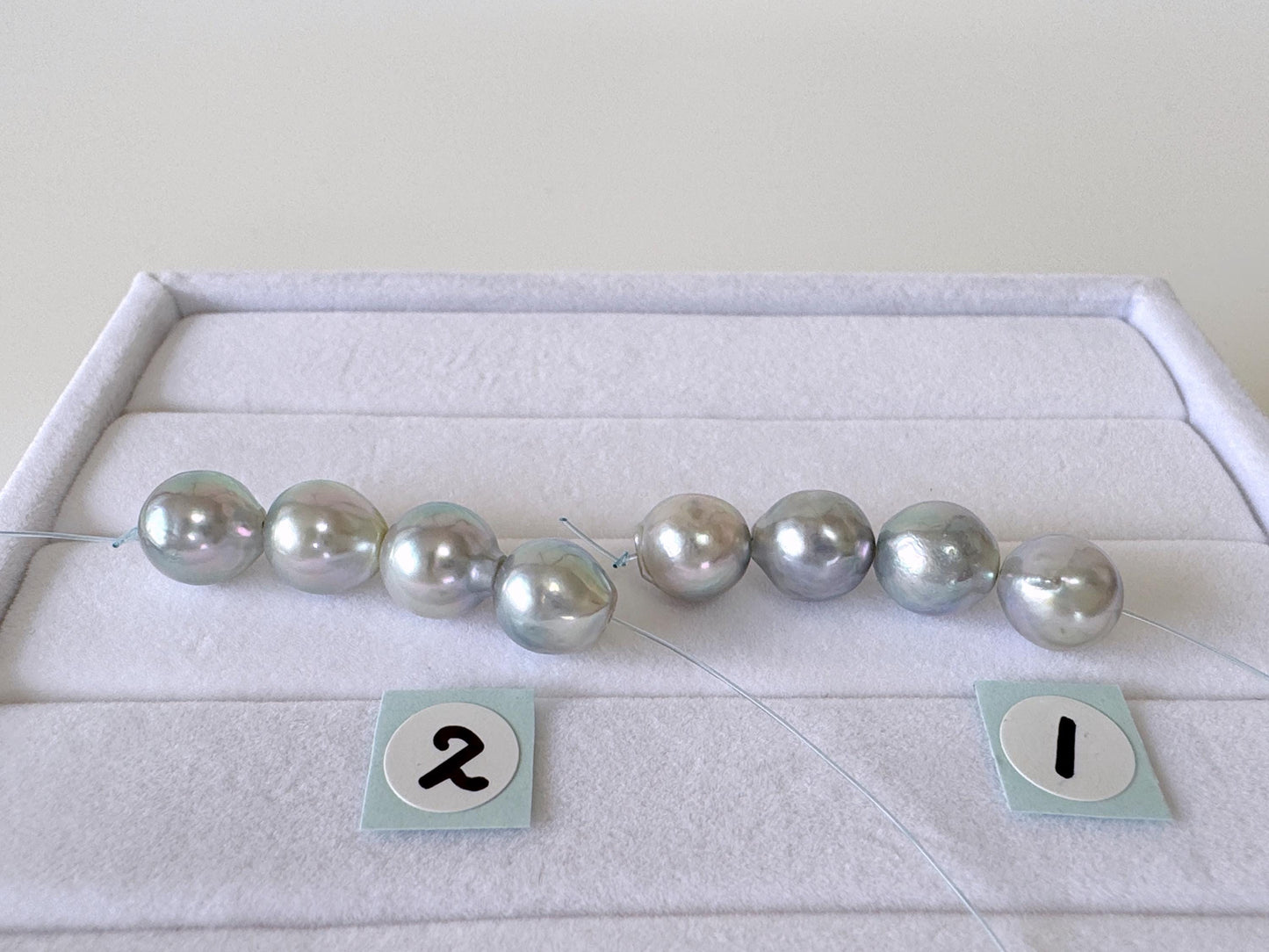 Japanese Natural blue/silver color Akoya Pearl Beads, 7.5-8mm, Mini Strand, Short Strand of 4 Pieces, Cultured in Sea Water