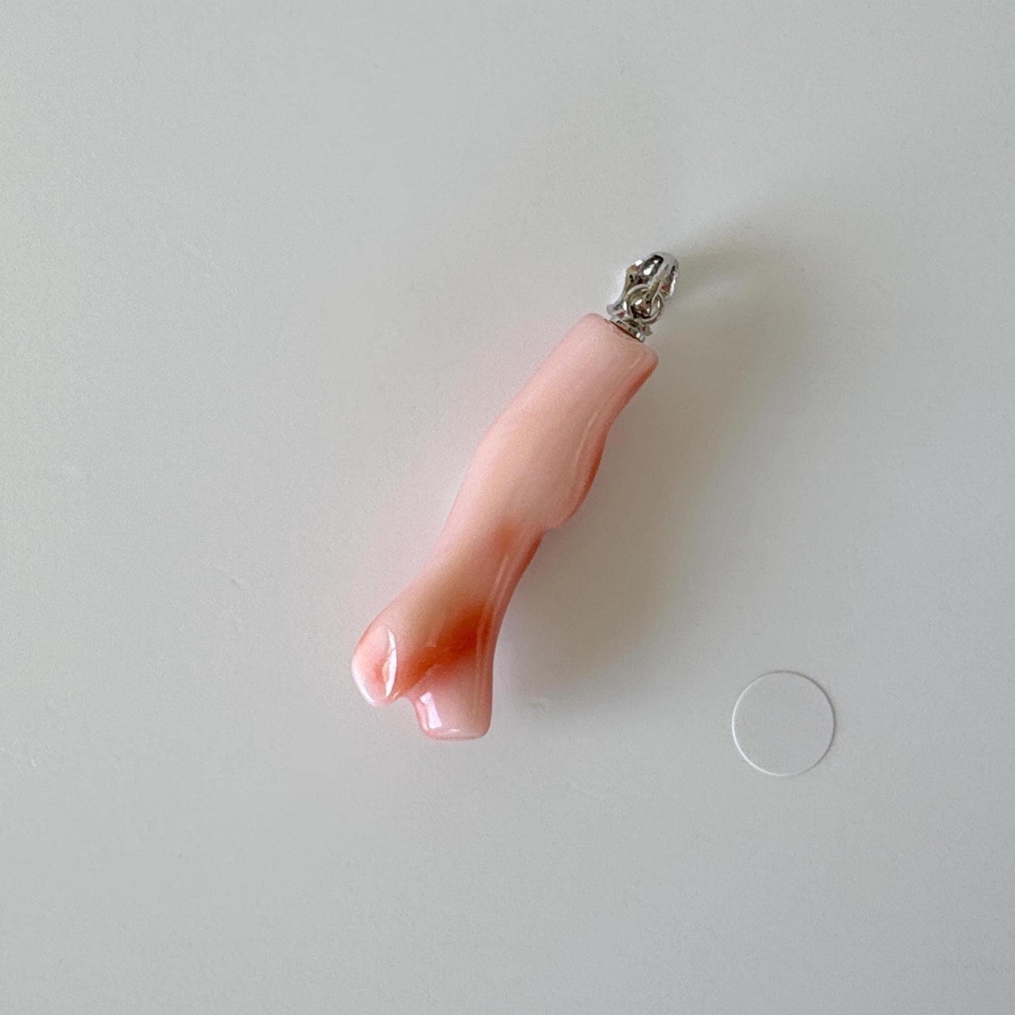 Natural Deep Sea Coral Branch Pendant, 33mm, Natural Pink/Ornge color coral branch pendant, Silver (Rhodium-Plated) bail
