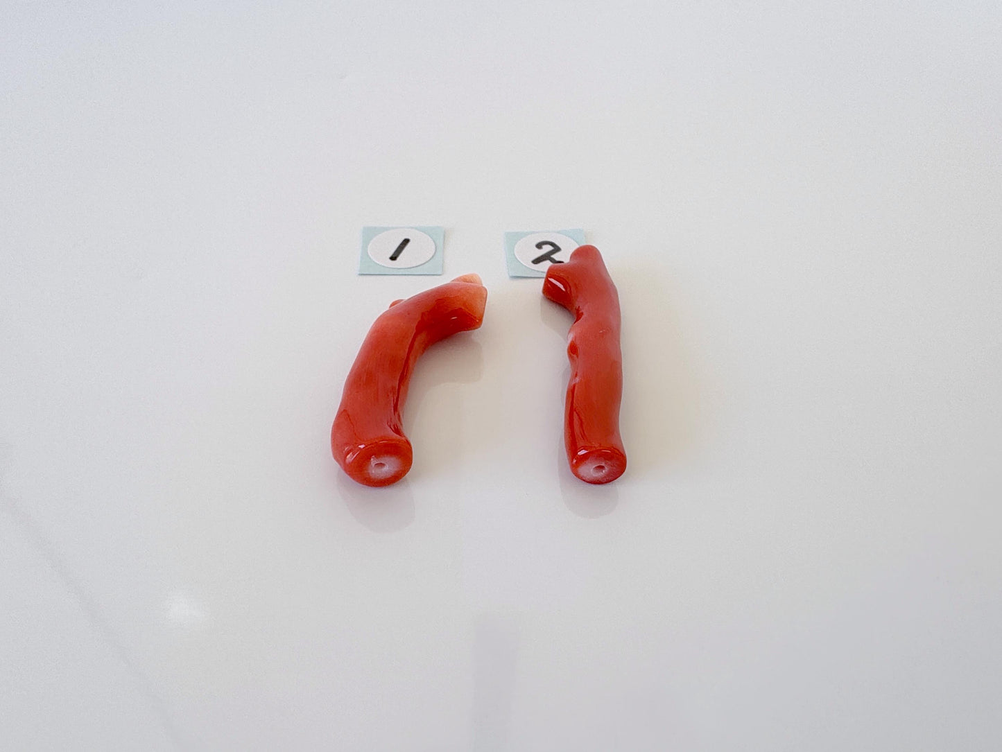 Japanese Momo Coral Branch, Natural Orange/Vermilion Color, Hole on Top, 31-32mm, Genuine Coral, For Jewelry Making, Price per Piece