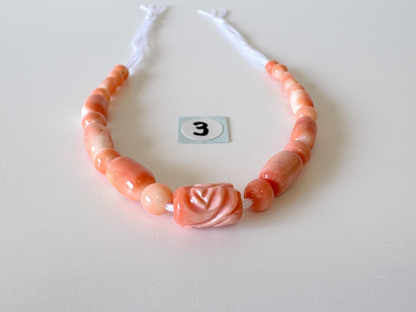 Natural Momo Coral Short Strand Beads with Carving Beads, Orange/White Color Coral Beads, 11-11.5cm, Genuine Japanese Coral Beading Parts
