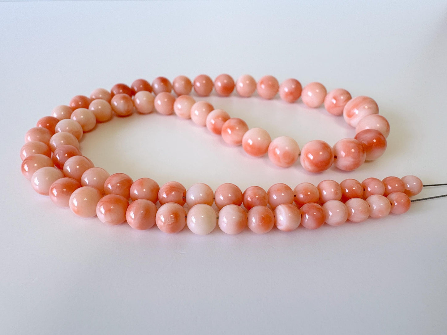 Natural Deep Sea Coral 4.5-9.3mm Round Beads Strand, Genuine Natural Pink / Orange Color, 41cm, 16in, For Jewelry Making