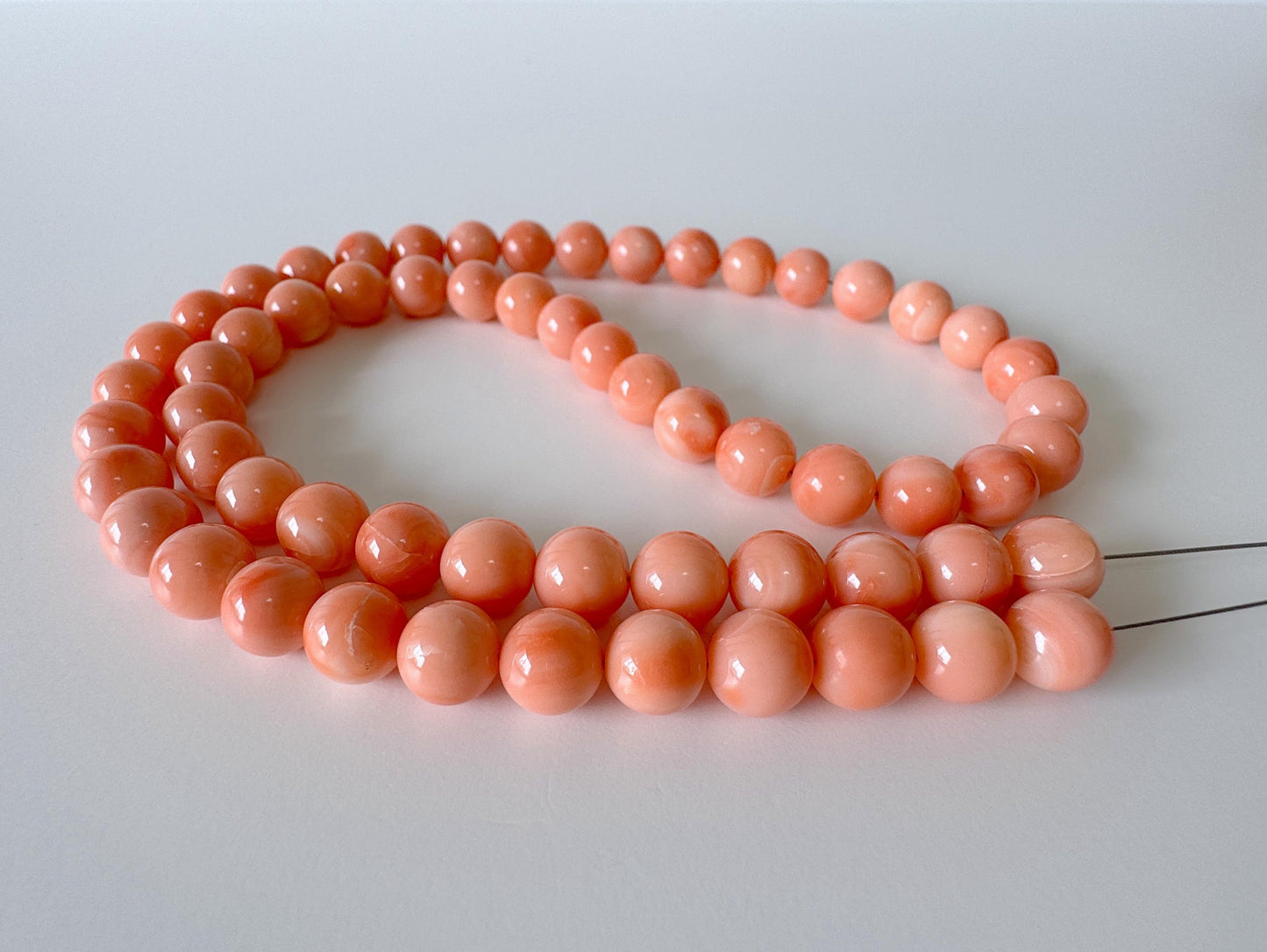 Natural Deep Sea Coral 7.5-7.8mm Round Beads Strand, Genuine Natural Pink / Orange Color, 44cm, 17.3in, For Jewelry Making