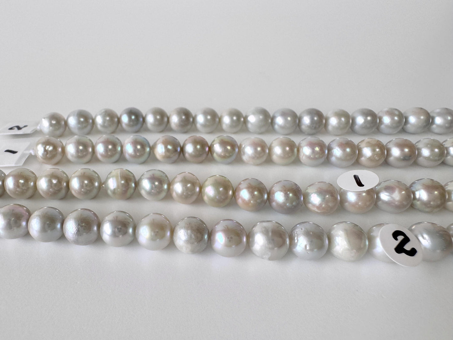 7-7.5mm Japanese Akoya Pearl Beads, Blue/Silver color pearl (Cobalt treated), Genuine Salt water Akoya Pearl, Full Strand, 40cm , 15.7"