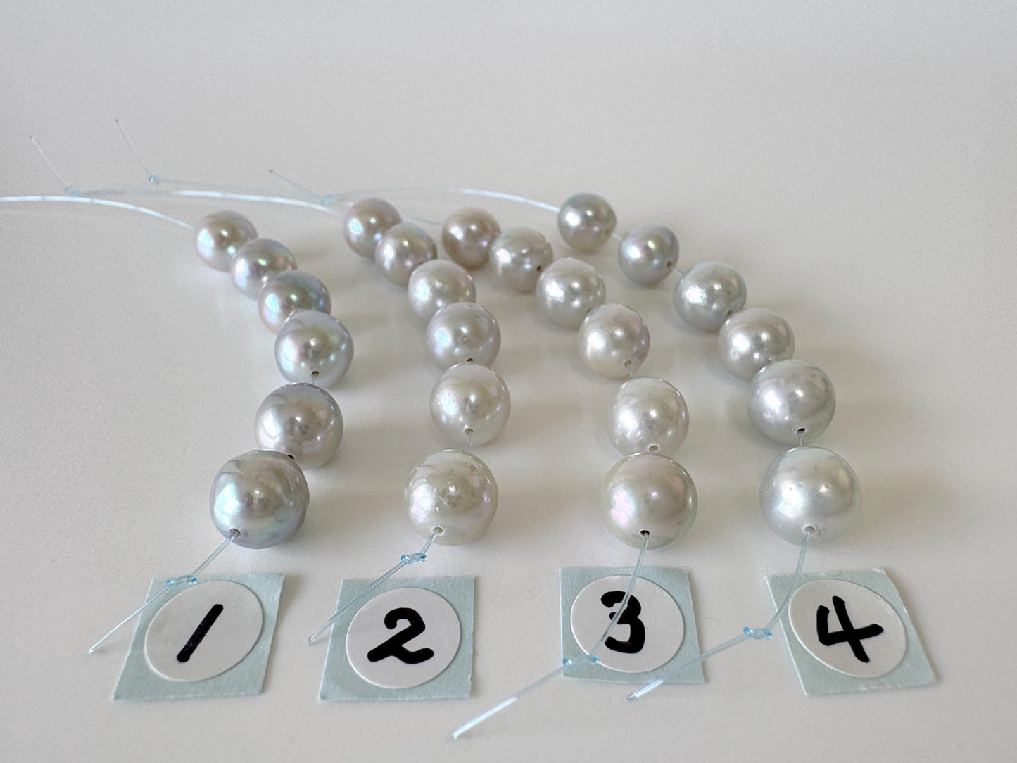 Japanese Blue/Silver color (cobalt treated) Akoya Pearl Beads, 7-7.5mm, Mini Strand, Short Strand of 6 Pieces, Cultured in Sea Water