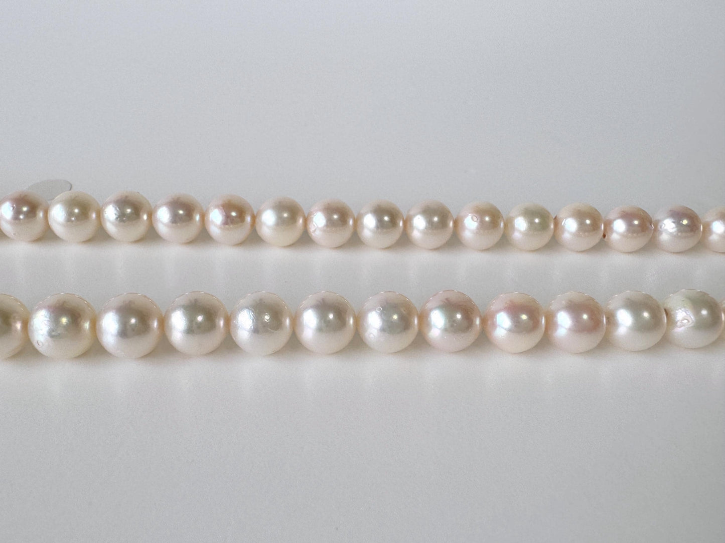 7-8.5mm Japanese White Akoya Pearl Beads, Genuine Akoya Pearl, Full Strand, 41cm , 16.1", Salt water pearl