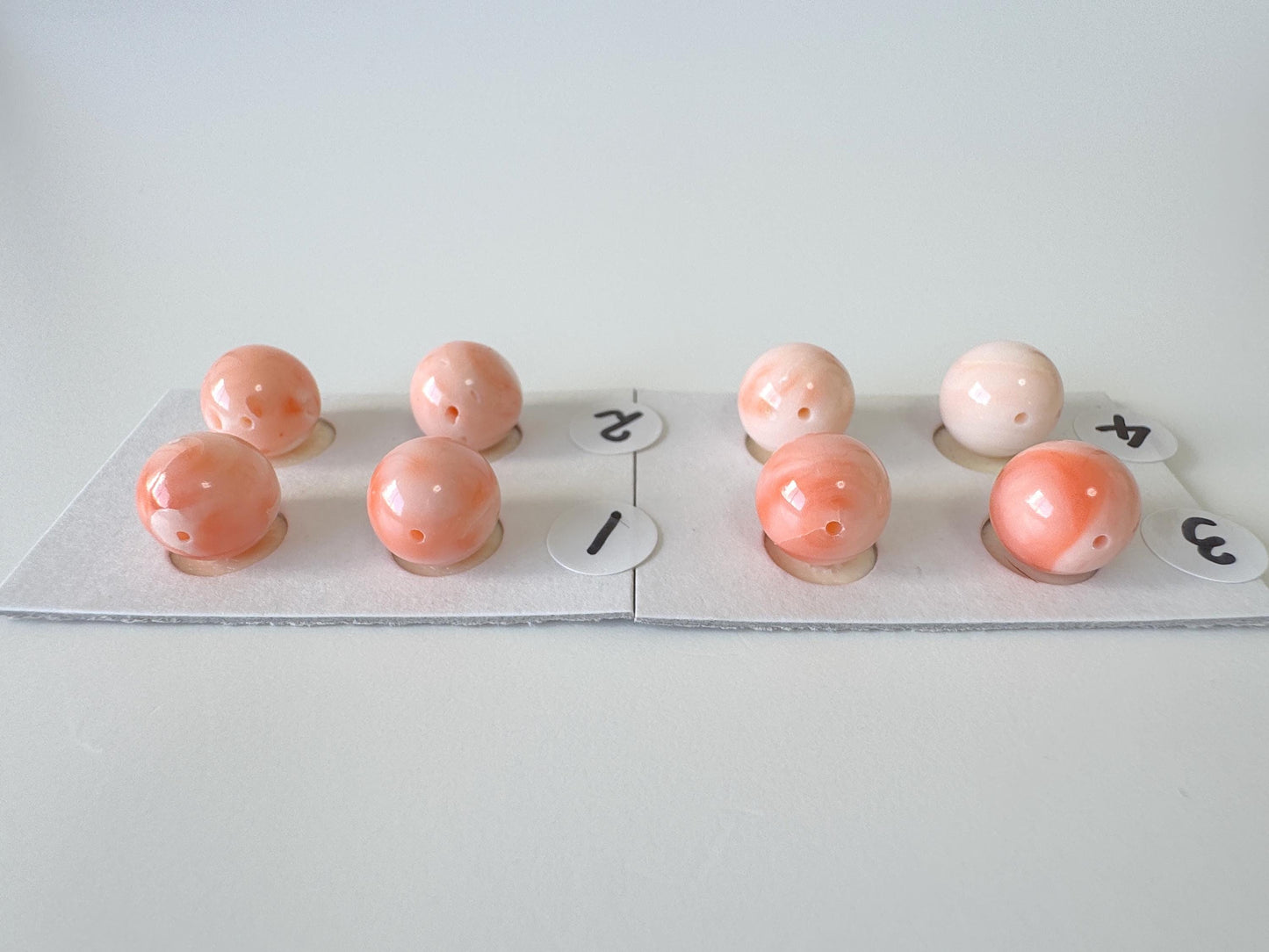 9-9.3mm Full Hole Natural deep sea coral round loose, Pink/Orange/White Coral, For earring sets or pendant, price per pair, Natural Color