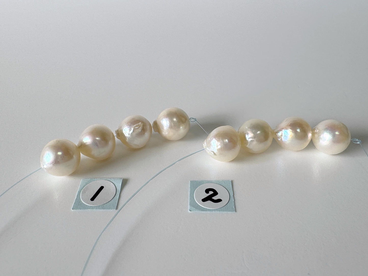 Japanese Cream White Akoya Pearl Beads, 9-9.5mm, Mini Strand, Short Strand, 4 Pieces, Genuine Akoya Pearl, Cultured in Sea Water