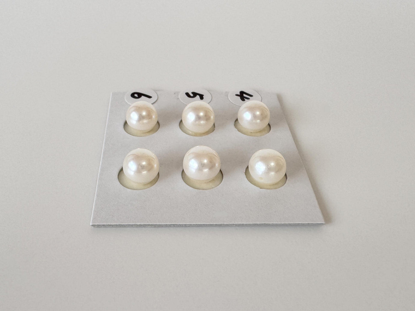Japanese Akoya Cultured Pearl 7-7.5mm, Natural White Color, Half-Drilled Round loose, Price per Pair, Salt water pearl