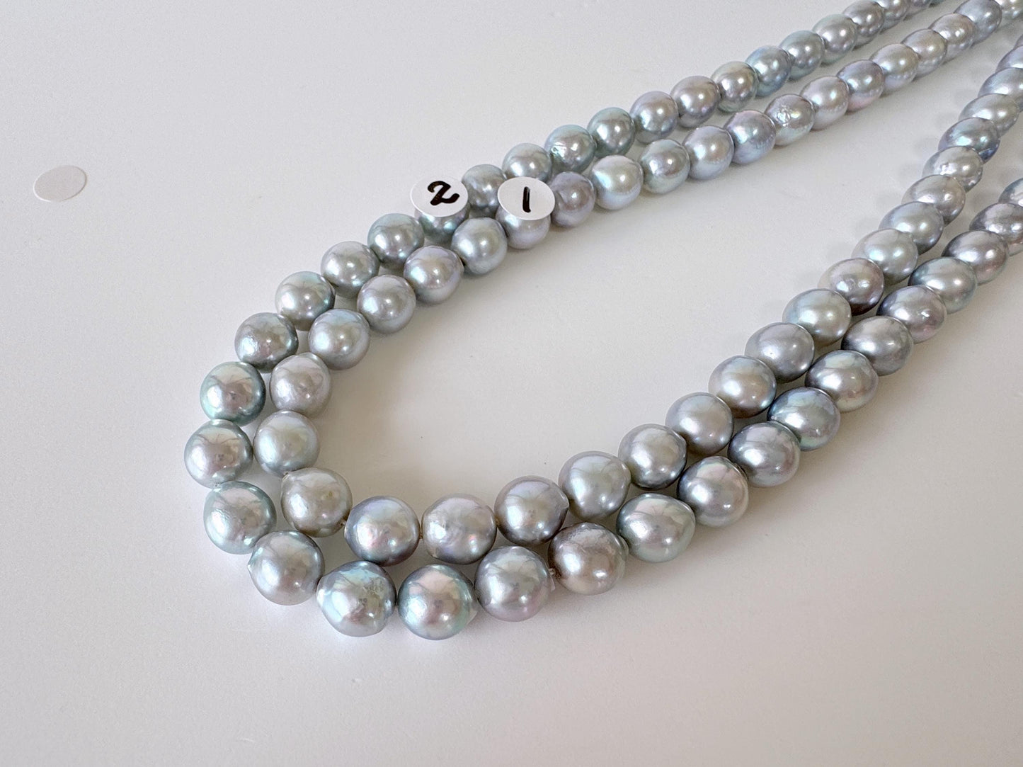 7.5-8mm Japanese Akoya Pearl Beads, Natural Blue/Silver color pearl, Genuine Akoya Pearl, Full Strand 40cm , 15.7", Salt water pearl
