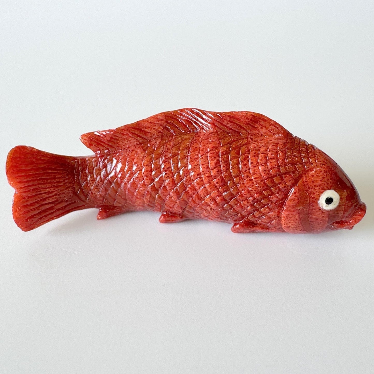 59mm Natural Sponge Coral Carp Carving Loose, Apple Coral Fish Carving, For Display, For Decoration, For Accessory Making