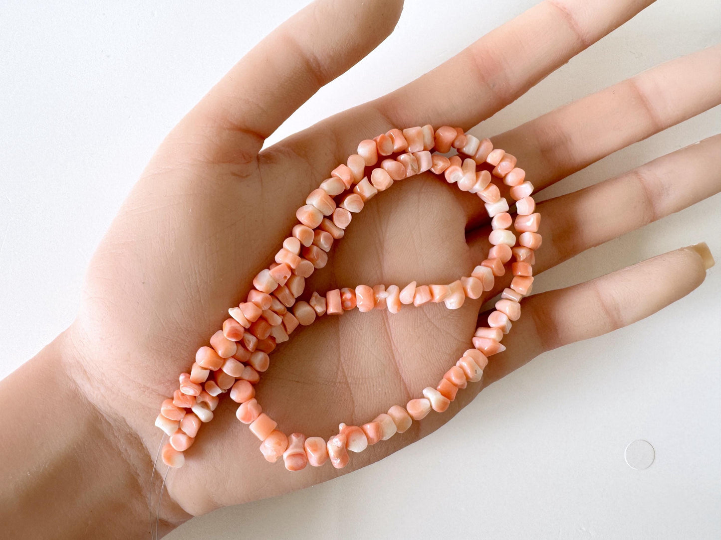 Natural Coral Strand - Pink/Orange Deep Sea Branch - Genuine Coral Beads, 15.7 Inch Length, Jewelry Making Supplies