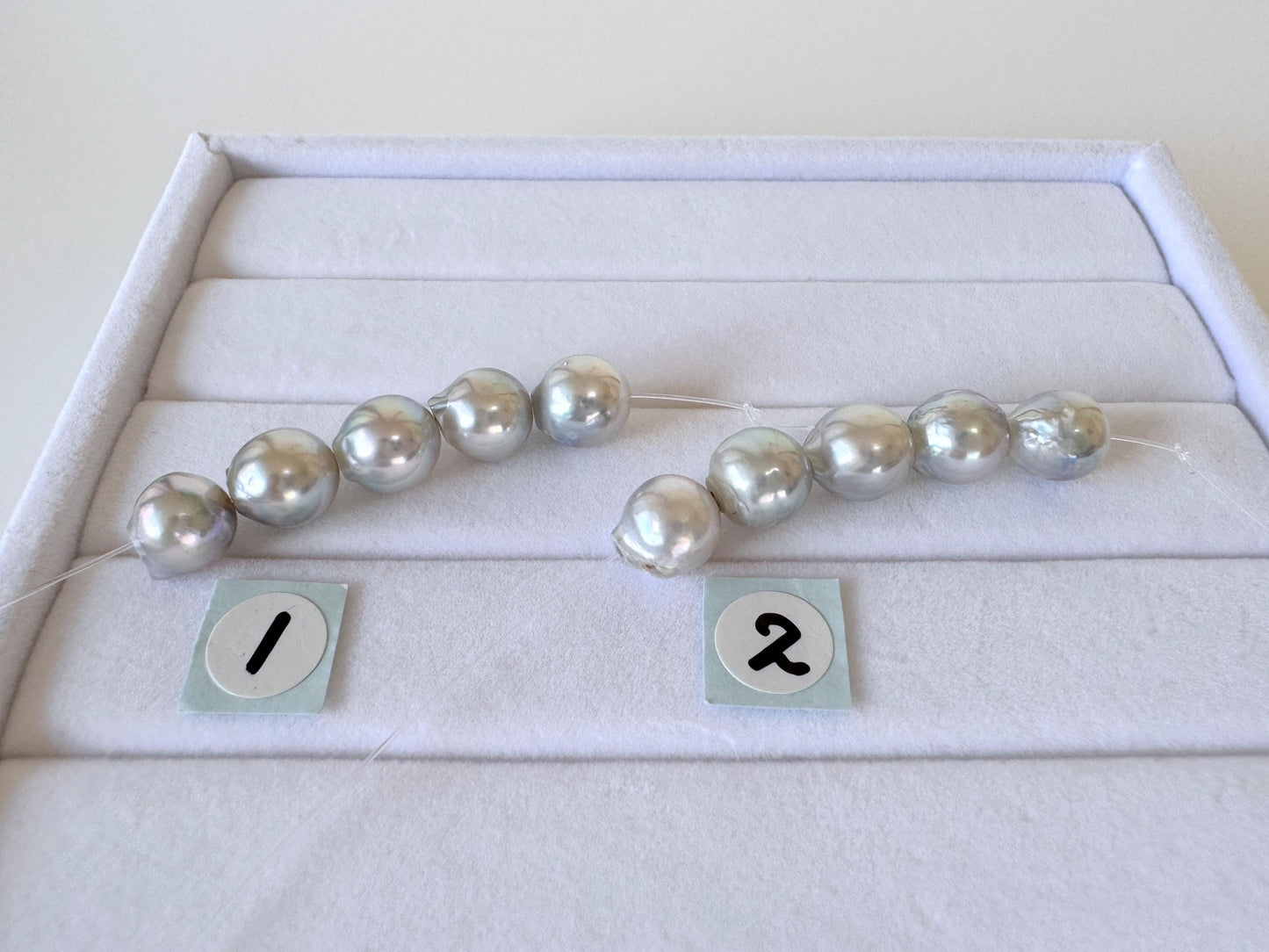 Japanese Natural blue/silver color Akoya Pearl Beads, 7-7.5mm, Mini Strand, Short Strand of 5 Pieces, Cultured in Sea Water