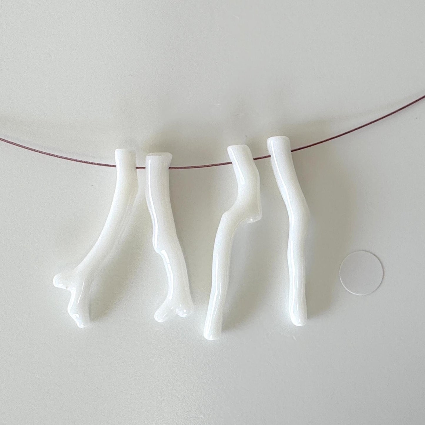 Natural White Coral Branch loose, A Set of 4 Pieces, Side Full Hole, Natural Color Precious Coral Branch, Genuine Coral for jewelry making