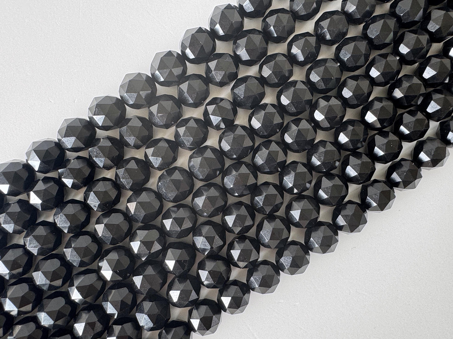 Natural Black Jet 10mm Faceted (Triangle faceted) Beads strands, 15.7inches, 40cm For jewelry making, price per strand