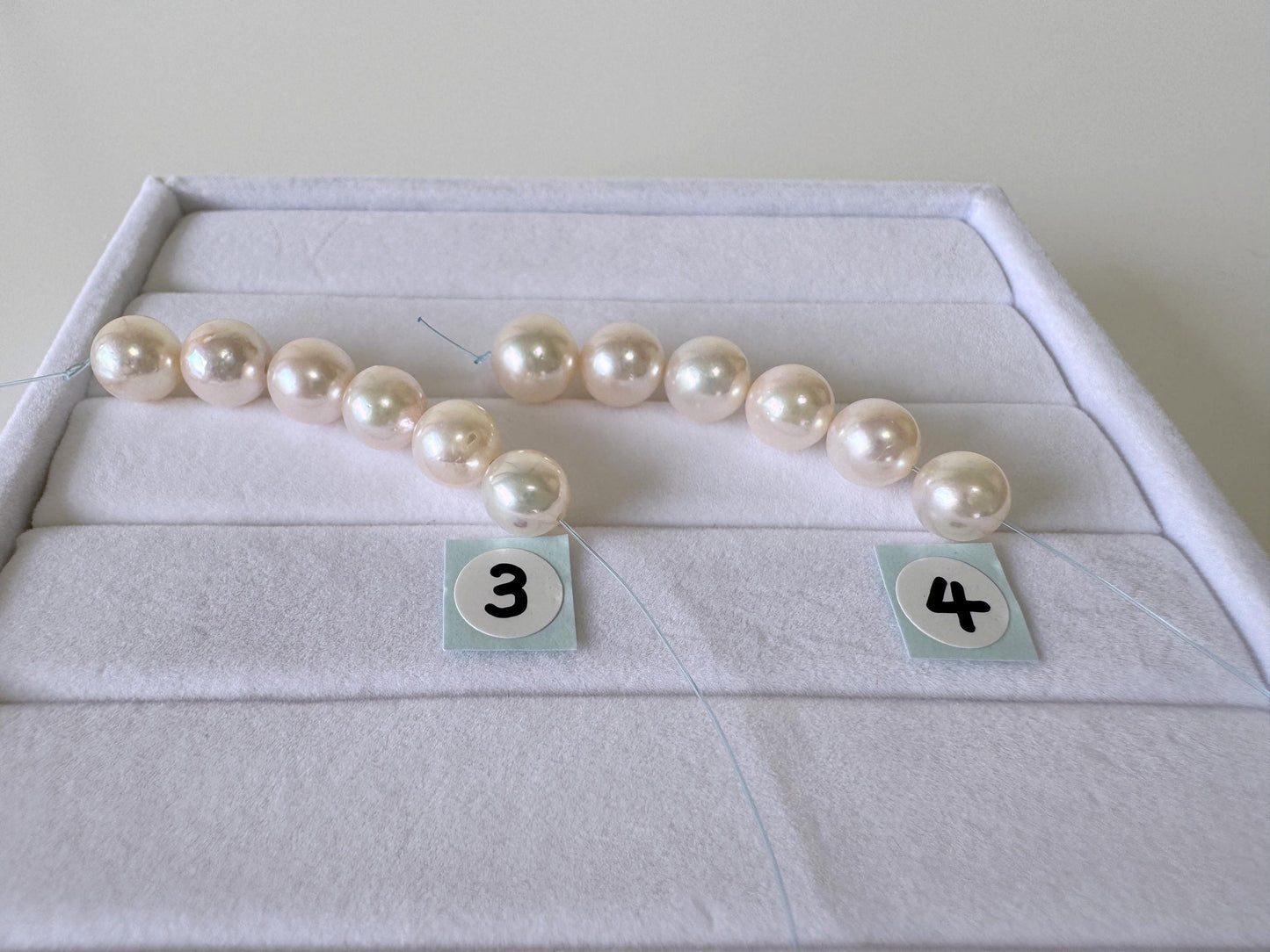 Japanese White/Pink Akoya Pearl Beads, 7-7.5mm, Mini Strand, Short Strand, 6 Pieces, Genuine Akoya Pearl, Cultured in Sea Water