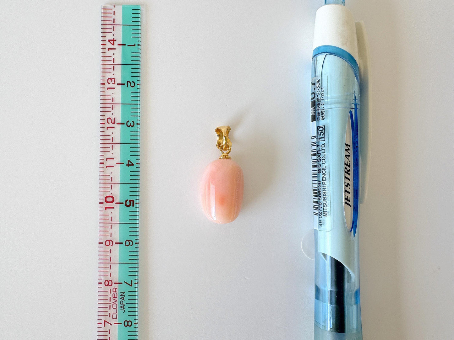Natural Deep Sea Coral Oval Cabochon Pendant, 16x10.5mm, Natural Pink/Orange color coral, Silver (Gold-Plated) bail
