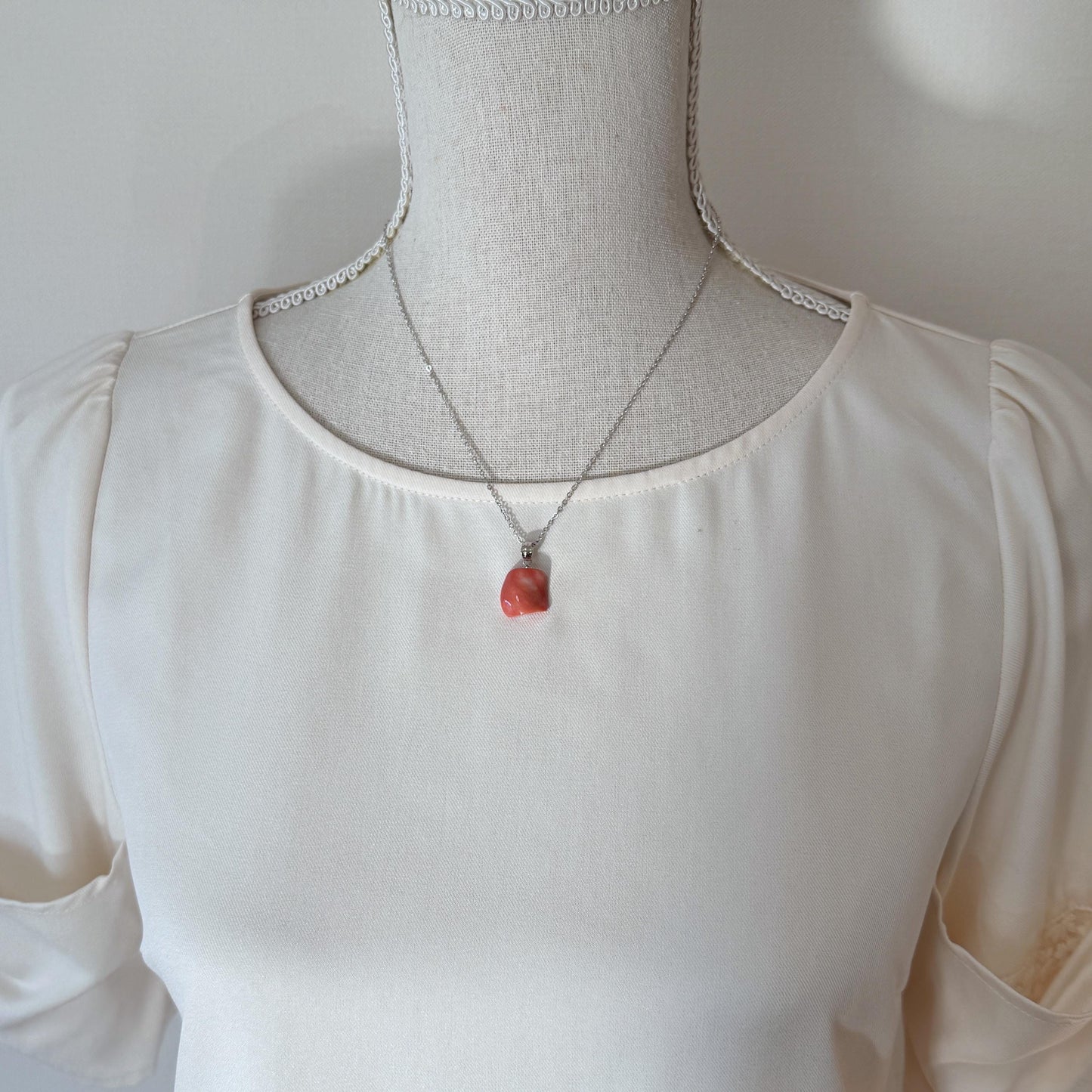 Natural Momo Coral Pendant: Japanese Orange Coral, Gold-Plated Silver Bail