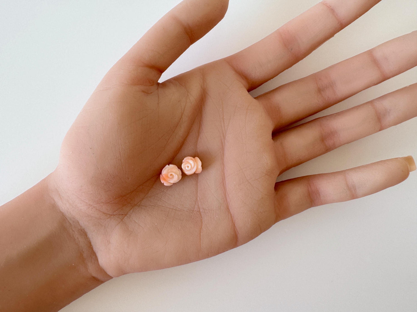 Deep Sea Coral Rose Carvings 9-10mm: Pink Coral Jewelry Making Pair