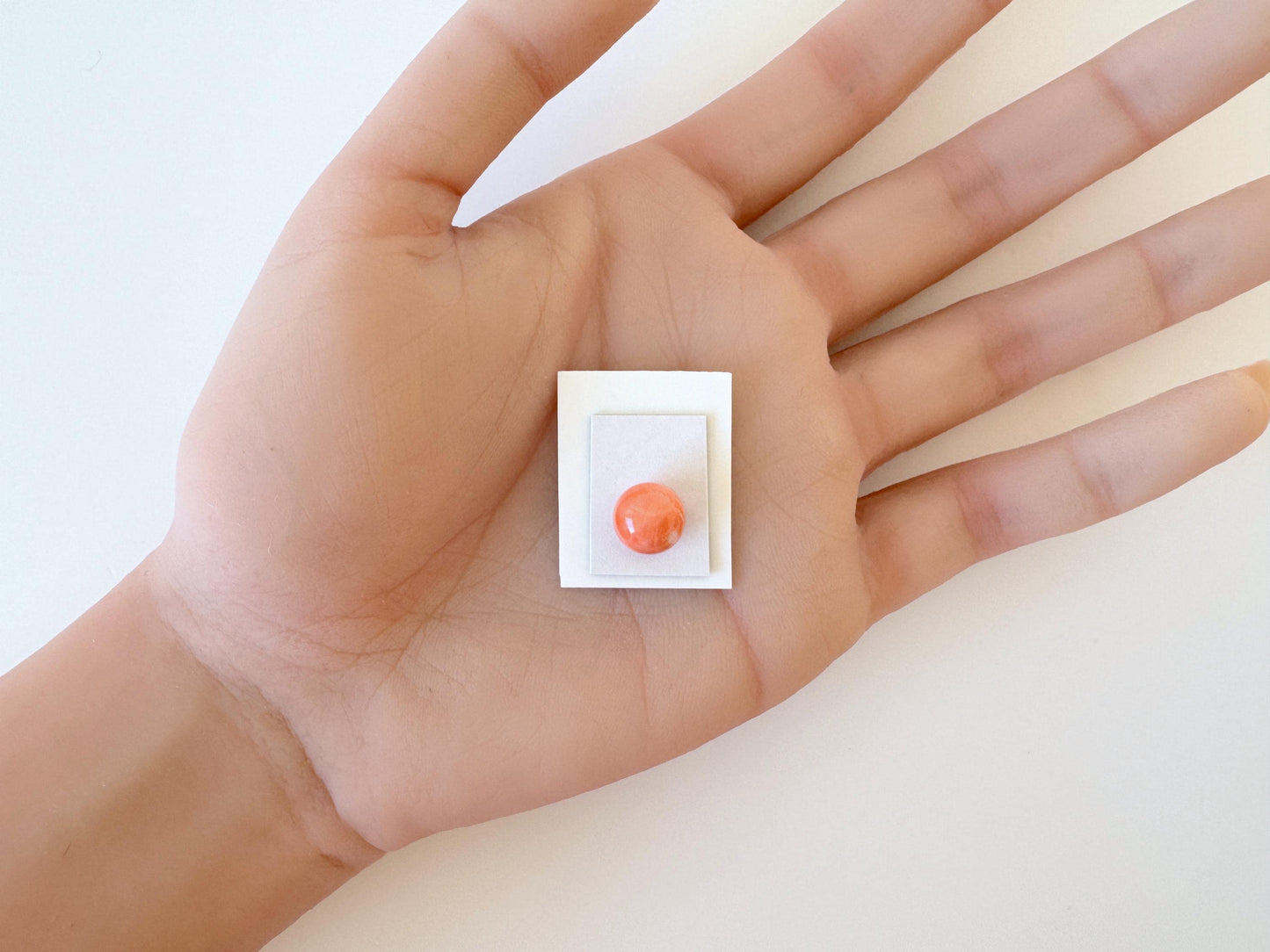 Natural Momo Coral Bead – 8.9mm Orange Round Gemstone Half Drilled for Jewelry Making