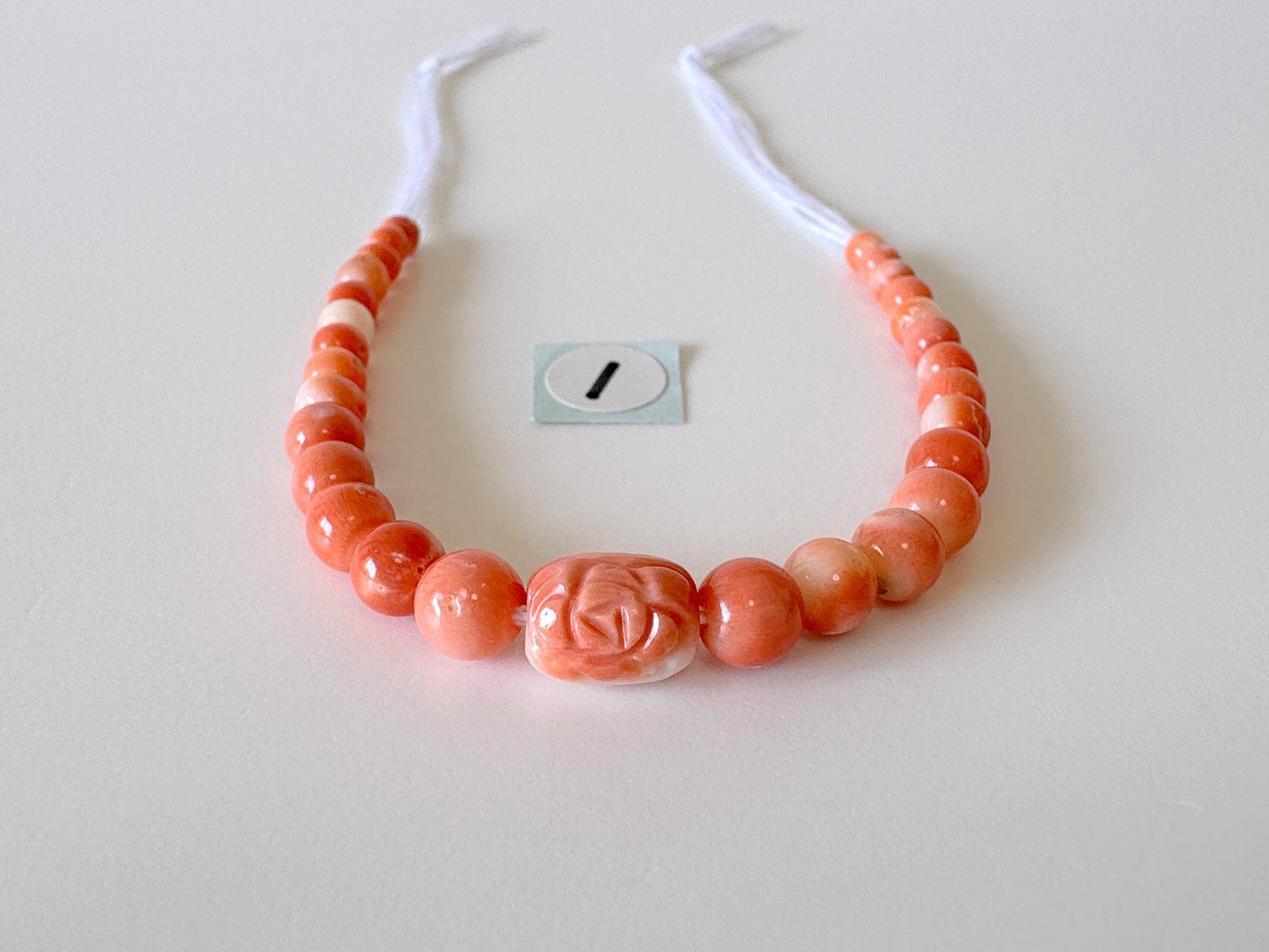 Natural Momo Coral Short Strand Beads with Carving Beads, Orange/White Color Coral Beads, 11-11.5cm, Genuine Japanese Coral Beading Parts