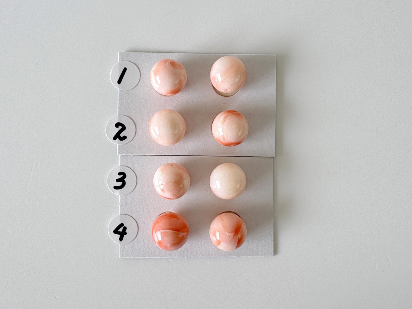9.5-9.8mm Full Hole Natural deep sea coral round loose, Pink/Orange/White Coral, For earring sets or pendant, price per pair, Natural Color