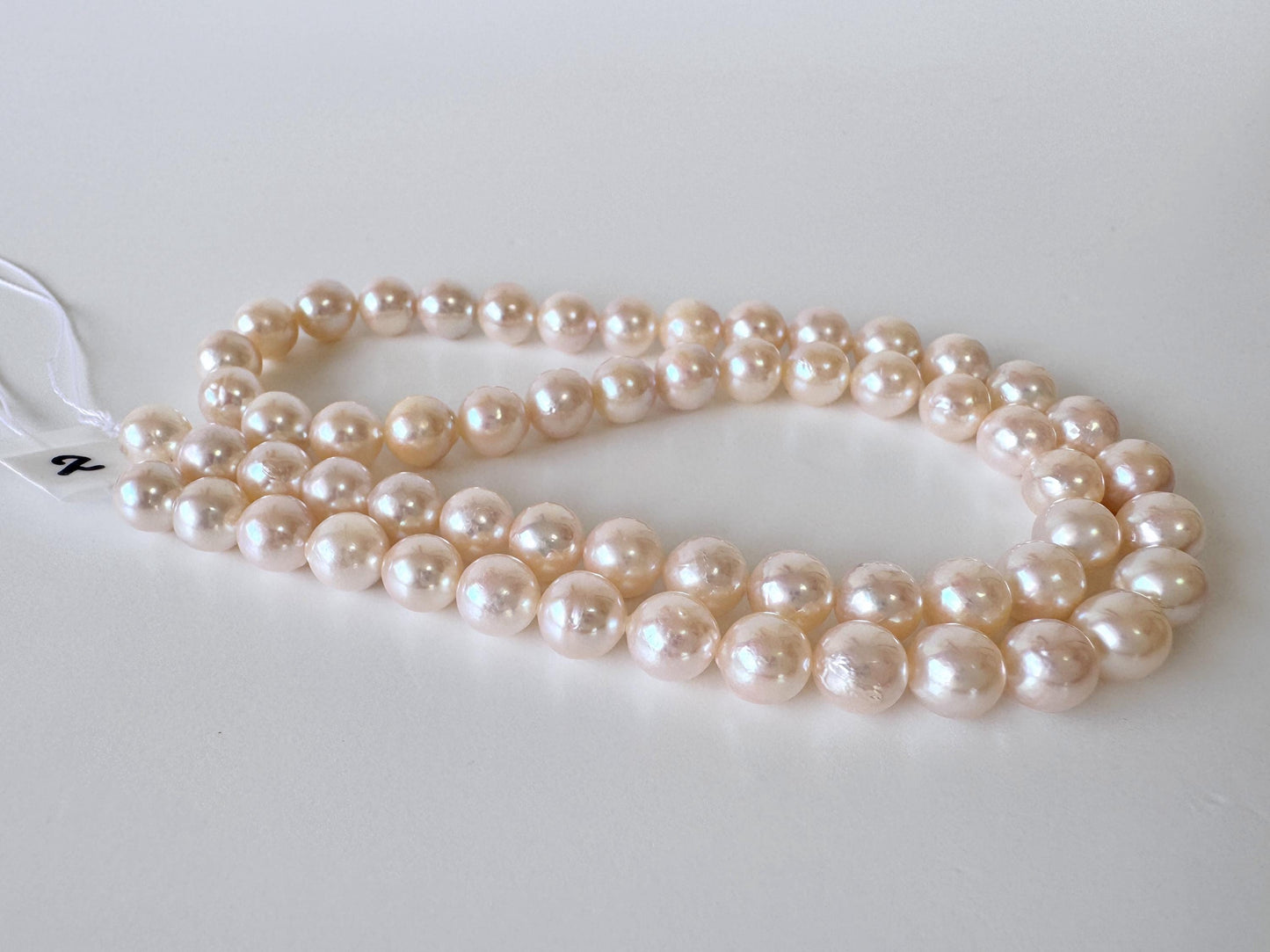 6.5-7mm Japanese White/Pink Akoya Pearl Beads, Genuine Akoya Pearl, Full Strand, 40cm , 15.7", Cultured Salt water pearl