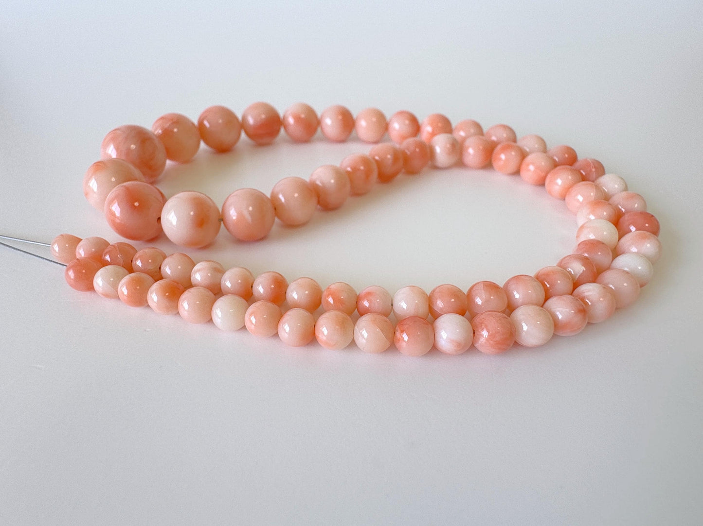 Natural Deep Sea Coral 4.5-11mm Round Beads Strand, Genuine Natural Pink / Orange Color, 41cm, 16in, For Jewelry Making
