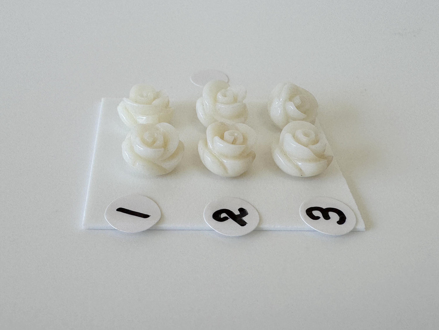 Natural White bamboo Coral Rose Carvings 9-11mm, White color, Price per pair, For Studs and Earrings, For Jewelry Making, Some Imperfection