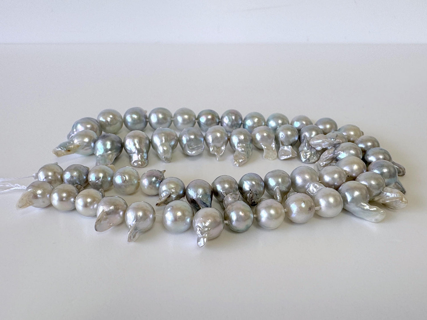7-9mm Japanese Akoya Pearl Baroque Beads, Natural blue/silver color pearl, Genuine Akoya Pearl, Full Strand, 42cm ,16.5", Salt water pearl
