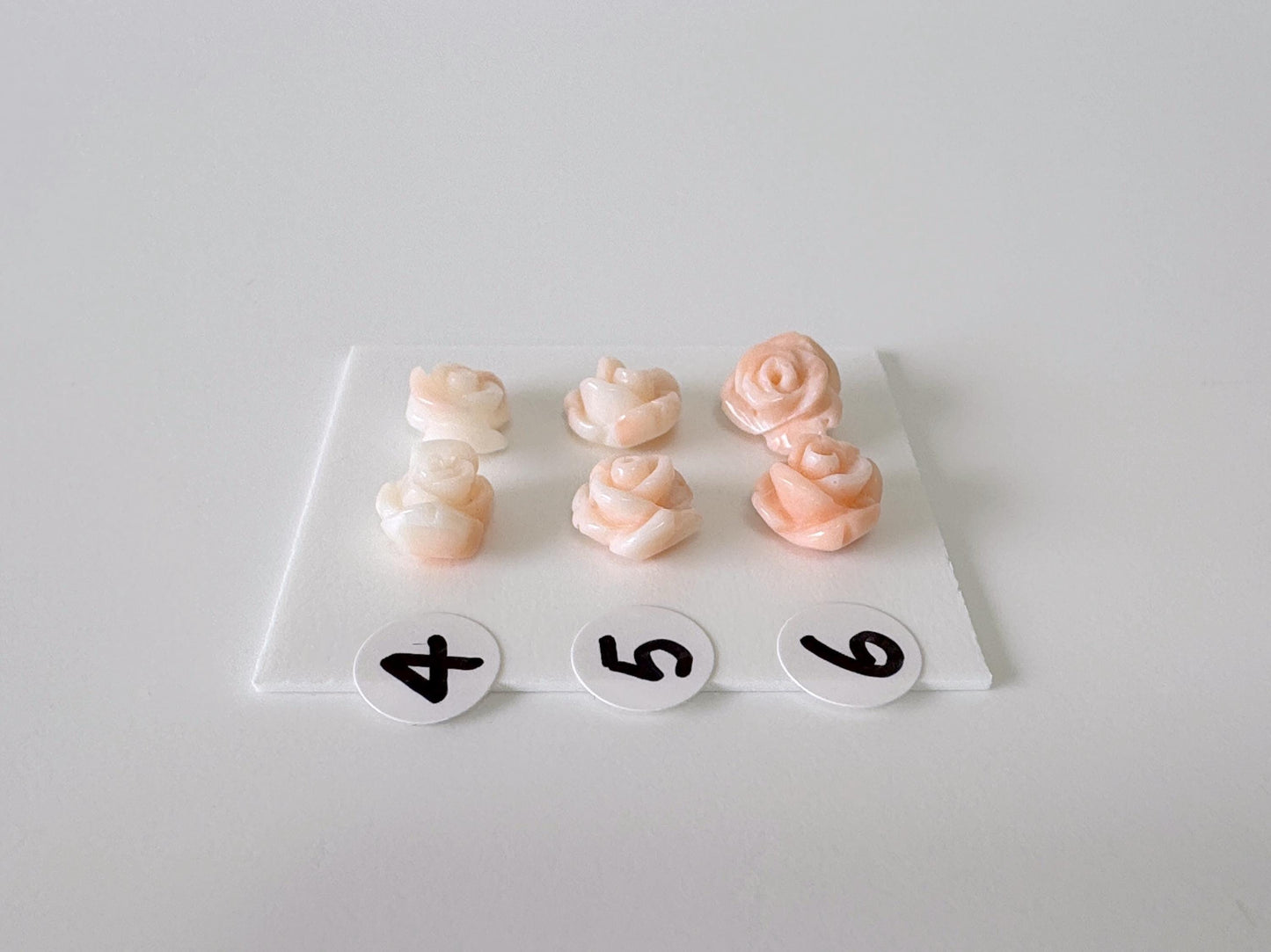 Natural Deep Sea Coral Rose Carvings 7-9mm, Pink/Orange Roses, Natural color, Price per Pair, For Studs and Earrings, For Jewelry Making