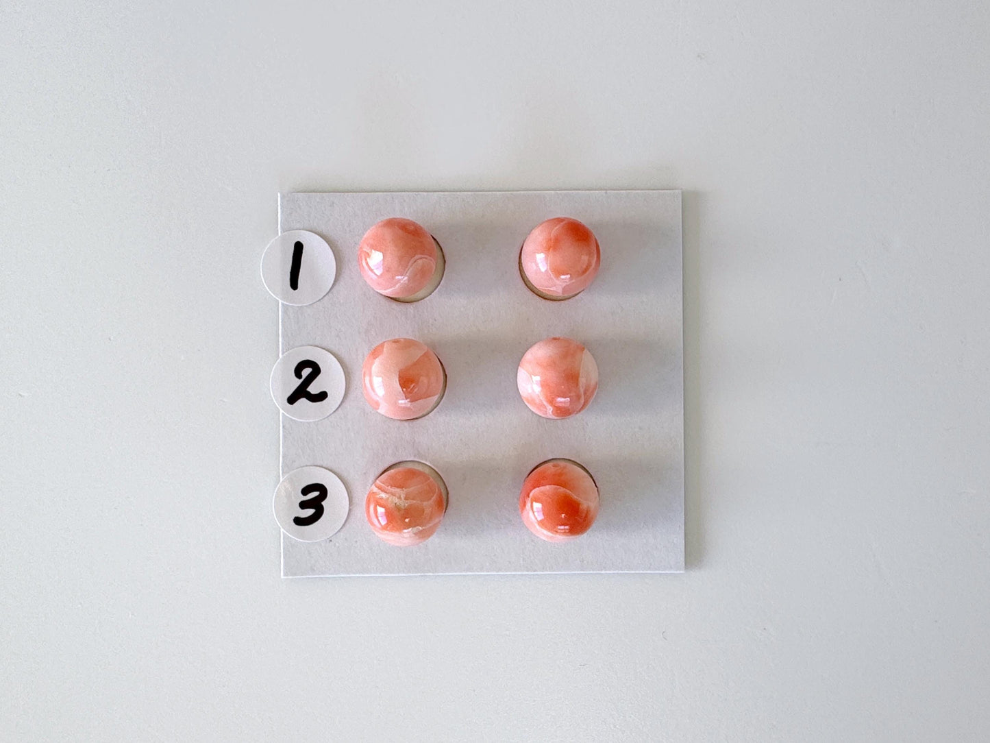 8-8.5mm Full Hole Natural Deep Sea Coral round loose, for earring sets or pendant, For Jewelry making, price per pair, Natural Color