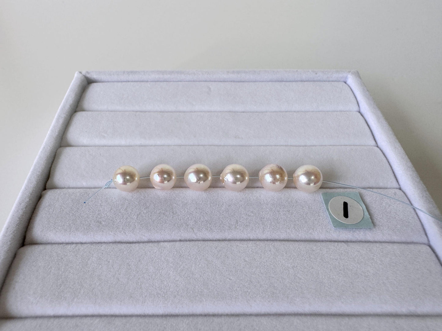 Japanese White/Pink Akoya Pearl Beads, 6.5-7mm, Mini Strand, Short Strand, 6 Pieces, Genuine Akoya Pearl, Cultured in Sea Water