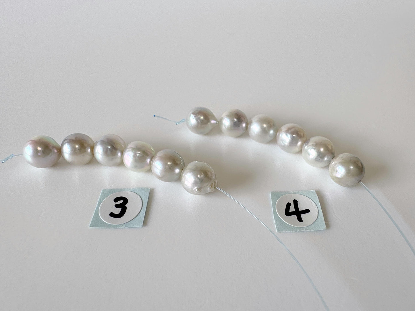 Japanese Blue/Silver color (cobalt treated) Akoya Pearl Beads, 6.5-7mm, Mini Strand, Short Strand of 6 Pieces, Cultured in Sea Water