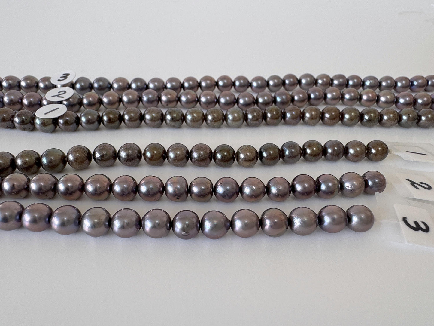 5.5-6mm Japanese Black/Black peacock Akoya Pearl Beads, Full Strand, 40cm , 15.7", Salt Water cultured pearl