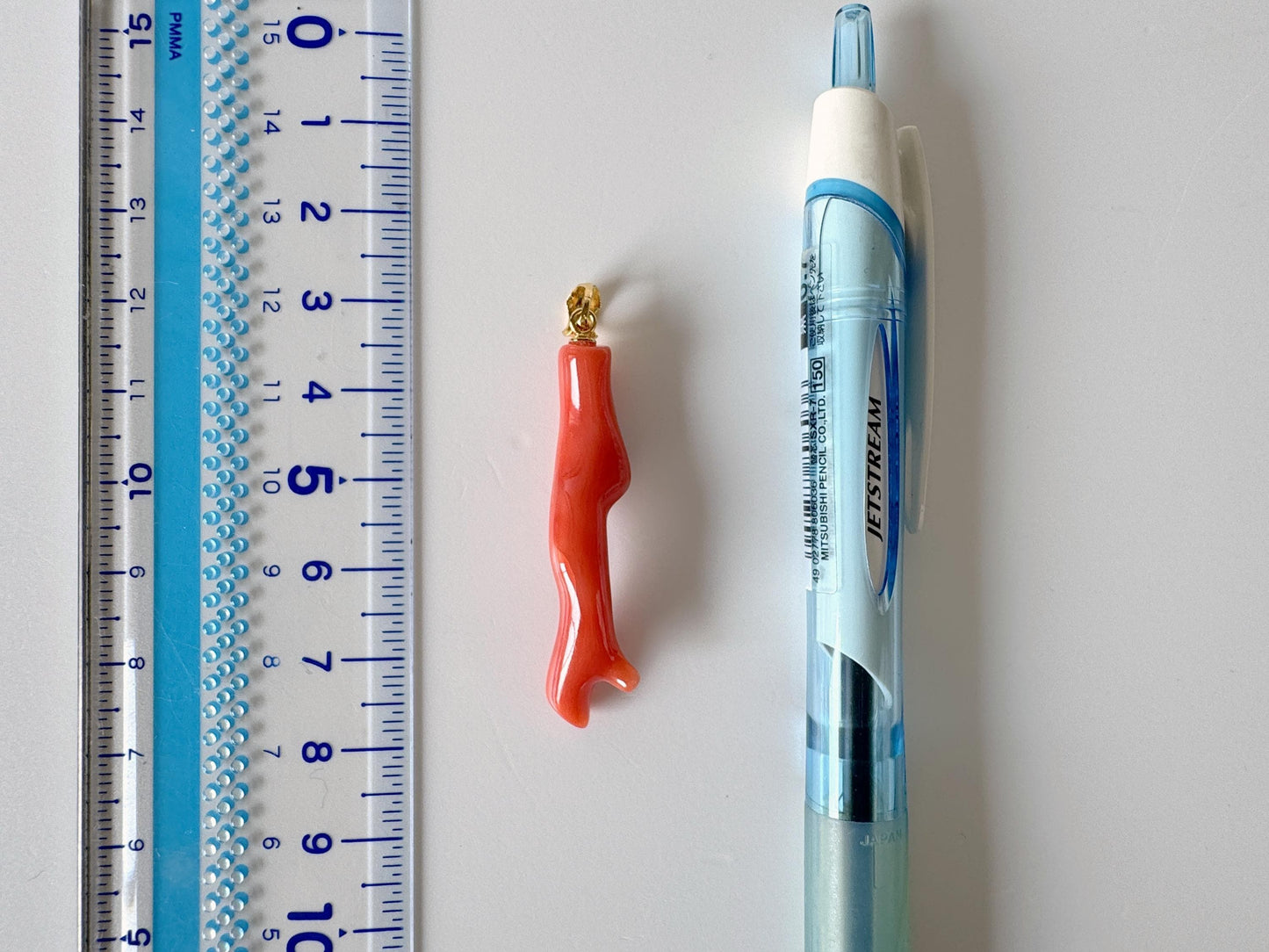 Natural Deep Sea Coral Branch Pendant, 40mm, Natural Orange/Pink color coral branch pendant, Silver (Gold-Plated) bail