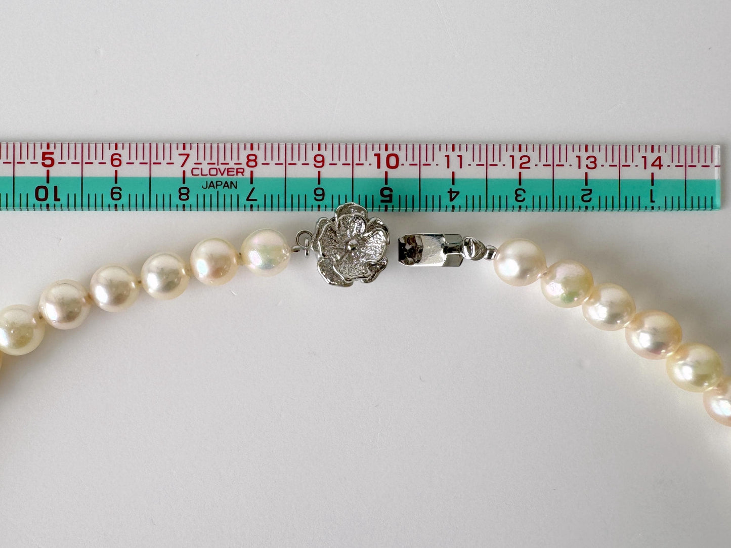 Necklace, 7-7.9mm Japanese Cream White Akoya Pearl Necklace with Silver Clasp, Genuine Akoya Pearl, 45cm, 17.7in, Cultured Salt water pearl