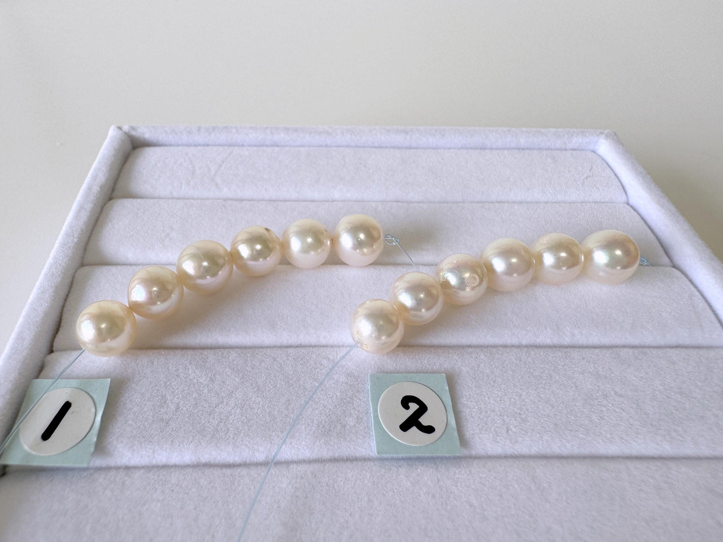 Japanese White/Pink Akoya Pearl Beads, 7-7.5mm, Mini Strand, Short Strand, 6 Pieces, Genuine Akoya Pearl, Cultured in Sea Water