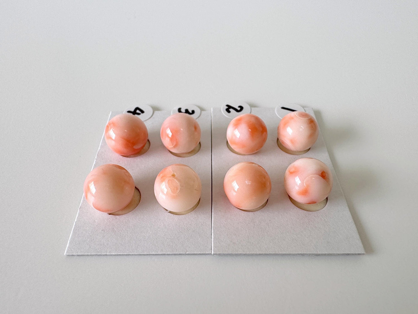 9.5-9.8mm Full Hole Natural deep sea coral round loose, Pink/Orange/White Coral, For earring sets or pendant, price per pair, Natural Color