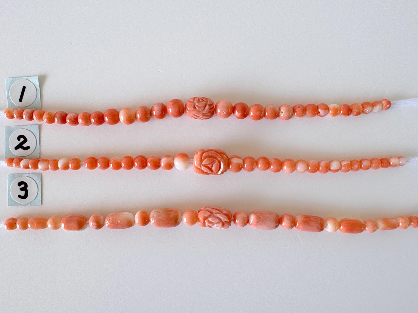 Natural Momo Coral Short Strand Beads with Carving Beads, Orange/White Color Coral Beads, 11-11.5cm, Genuine Japanese Coral Beading Parts