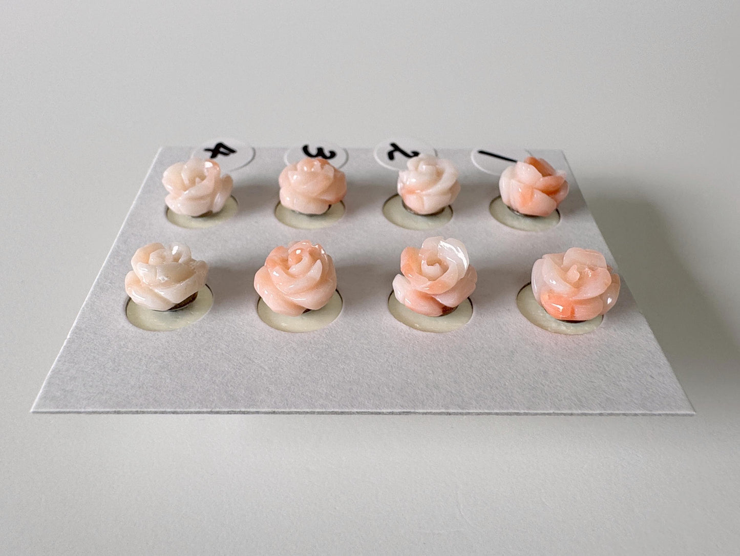 Natural Coral Rose Stud Earrings, Coral studs, Genuine Pink/White Color Coral, Titanium, Hand-Carved, Coral Accessory