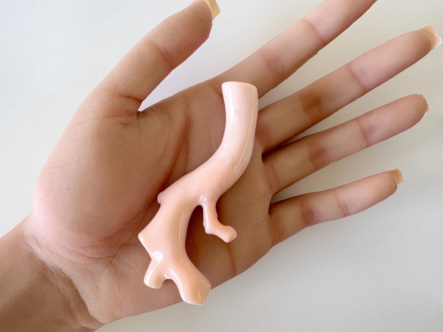 Natural Deep Sea Coral Branch Loose, 80mm, Natural Pink Color, Hole on Top, Genuine Precious Coral, For Jewelry Making